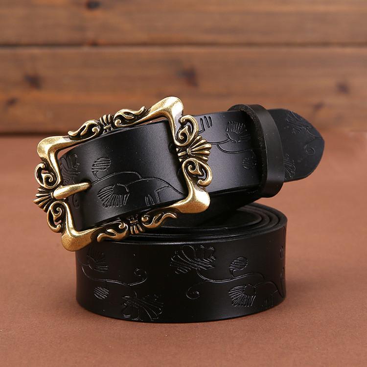 Genuine Womens Leather Belt Simple Design Alloy Buckle Casual Formal Attire