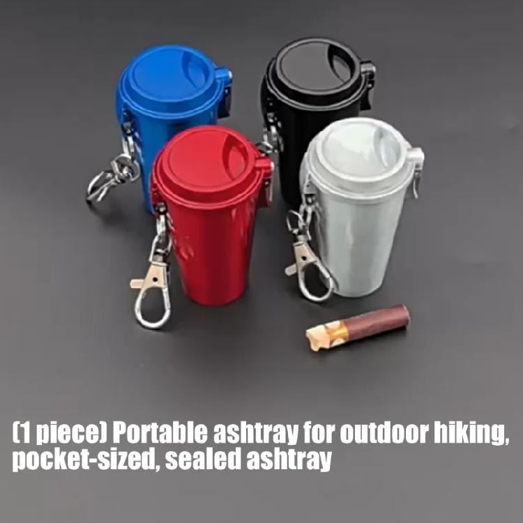 Portable Ashtray with Keychain Sealed To Contain Odor Perfect For Hiking Trip Camping Travel Use