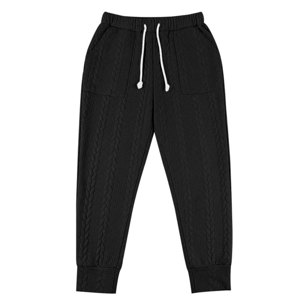 Men's Cable Knit Jogger Pants Elastic Waist Drawstring Casual Trousers with Pockets Lightweight Sweatpants for Daily Workout