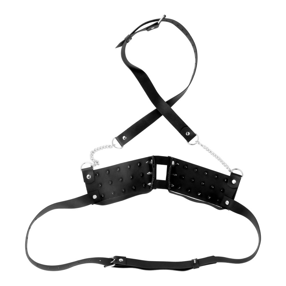 BDSM Sex Toys for Women Men Nipple Clamps Spiked Breast Binder for Couple BDSM Bra Harness Chest Straps Leather Bed Restraint