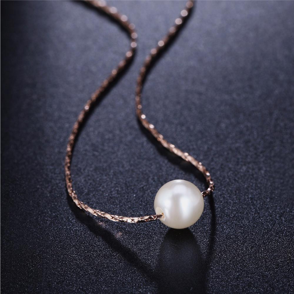 Simple OL Lady Style Imitation Pearl Rose Gold Color Jewelry Necklace Earring Set For Women ZYS358