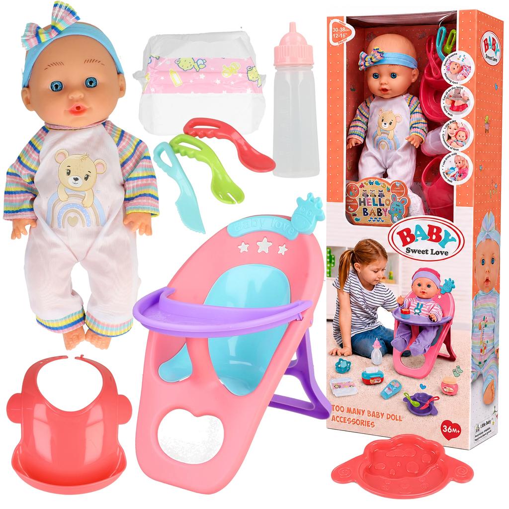 [PACZB] Baby doll with feeding accessories and seat Z3410