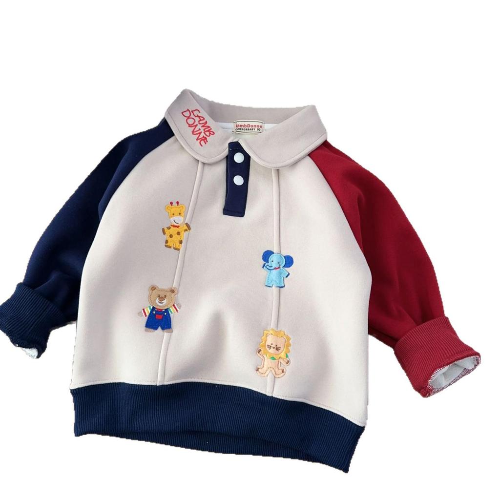Unisex Kinder Kapuzenpullover mit Patchwork-Design und Fleece-Futter - Winterstyle 2025, Dick & Warm für Jungen