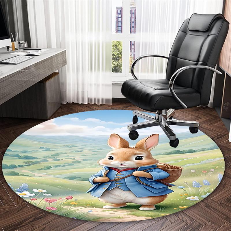 1pc Peter Rabbit1 Print Round Carpet Chair Round Carpet Suitable for Bedroom Living Room Home Decorative Carpet