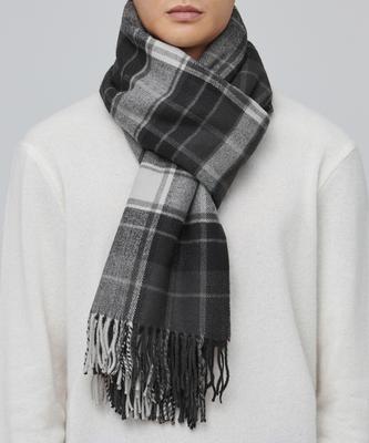 MUSINSA STANDARD Large Size Check Scarf [Black/Grey]