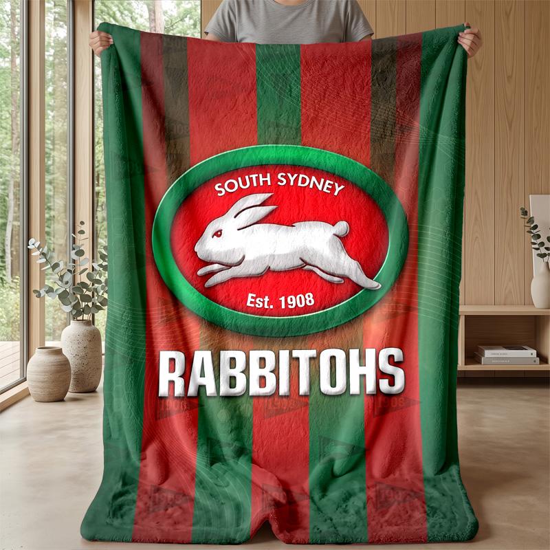 Coperta in Pile Flannel South Sydney Rabbitohs Coperta Calda e Accogliente per Divano Letto Viaggio Uso in Tutte le Stagioni