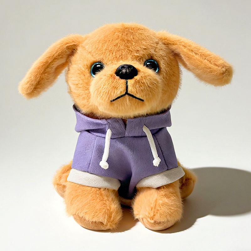 25cm Cute Plush Dog Toy Soft Stuffed Puppy Doll with Hoodie Clothes Perfect Birthday Holiday Gift for Kids Home Room Decoration