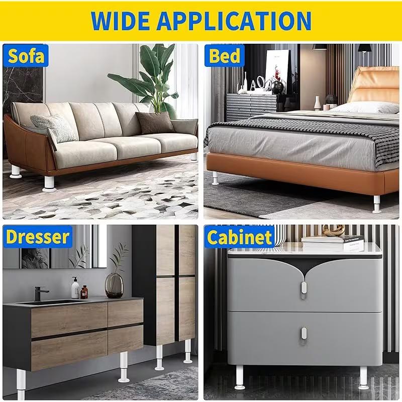 Heavy-Duty Adjustable Height Bed Frame Support Legs Furniture Support Columns Universal For Bed, Sofa, Cabinet, Dresser, Table
