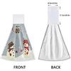 Winter Snowman Owl Kitchen Towels Christmas Snowflake Bathroom Hand Towel Hanging Tie Towel with Loop 2PCS, Soft Absorbent Dish Cloth Fingertip Towel