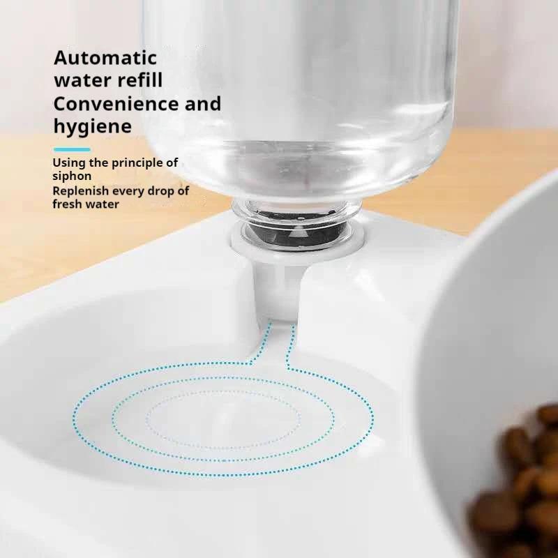 1pc cat and dog water and food bowl, tilted 15 degree automatic water bottle pet feeder