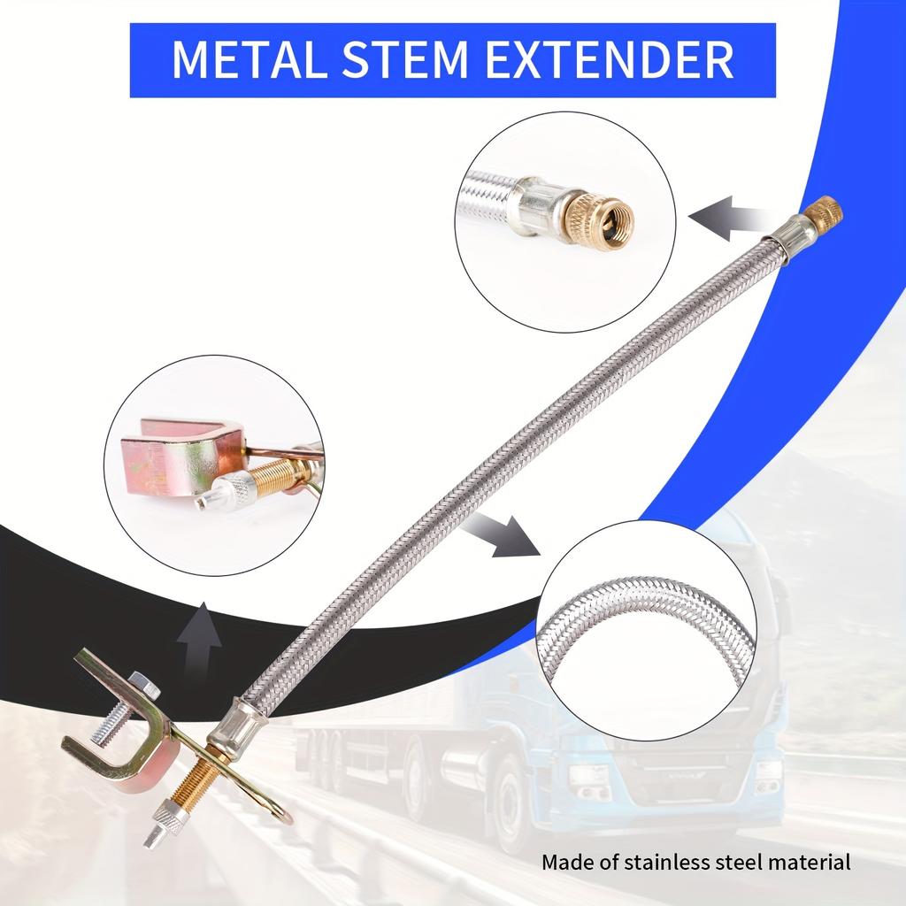  4 Pcs 180mm Metal Valve Stem Extenders, Universal Valve Stem Extensions 