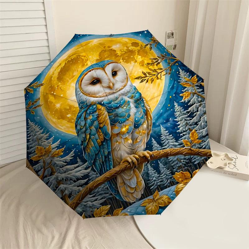 

1PC Owl Moon Umbrella-8-Rib Reinforced, Automatic Open, Lightweight & Durable, Cute Fashion Accessory for Outdoor-F2667