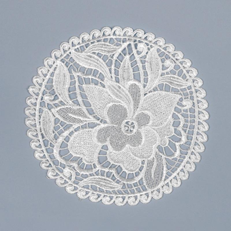 20cm Cotton Crochet Table Placemat French Embroidered Lace Coaster Cloth Coffee Mug Dining Mat Pad Wedding Banquet Home Decor