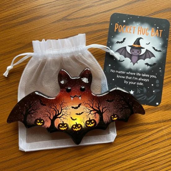 1/2/4/5Pcs Pocket Hug Ghost with Positive Card Emotional Support Ghost Token Mini Halloween Cartoon Ghost Statue Inspirational Gift
