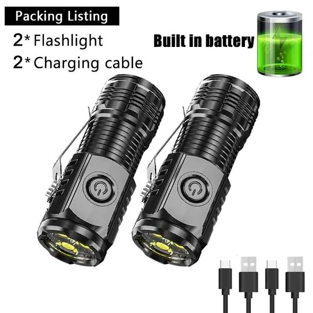 Powerful 3LED Super Bright Flashlight Portable Mini Burst Flash Torch Rechargeable Emergency Spotlight with Pen Clip Tail Magnet