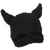 Half Facecover Hat for Women Men Fashion Knitted Horned Hat Winter Warm Windproof Hat Masquerades Party Props Headwear