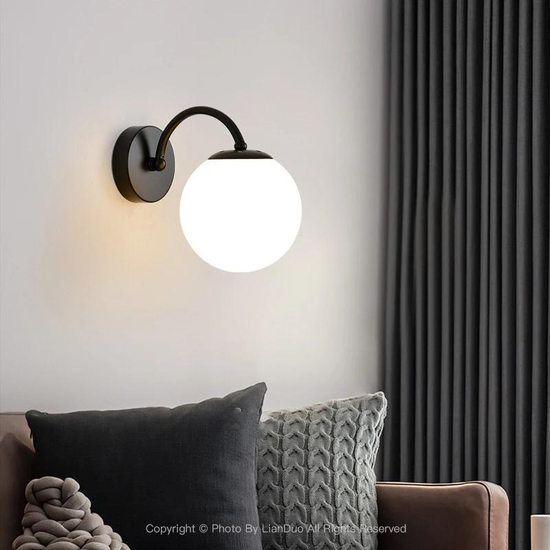 Modern LED Glass Wall Lamp Living Room Bedroom Study Wall Light Bedside Backdrop Aisle  Lndoor Wall Sconce Decor For Room Lustre