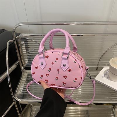 Printed Handbag Bag Female Niche Design Sweet Girl Shoulder Messenger Bag Dopamine Cute Handbag