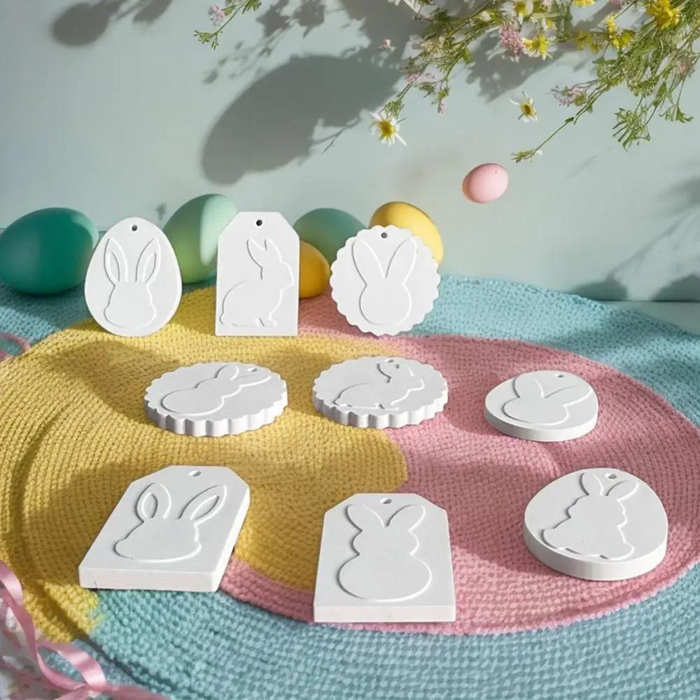 Handmade Easter Bunny Pendant Mold Cute Drop Glue Plaster Mold  Happy Easter Decor