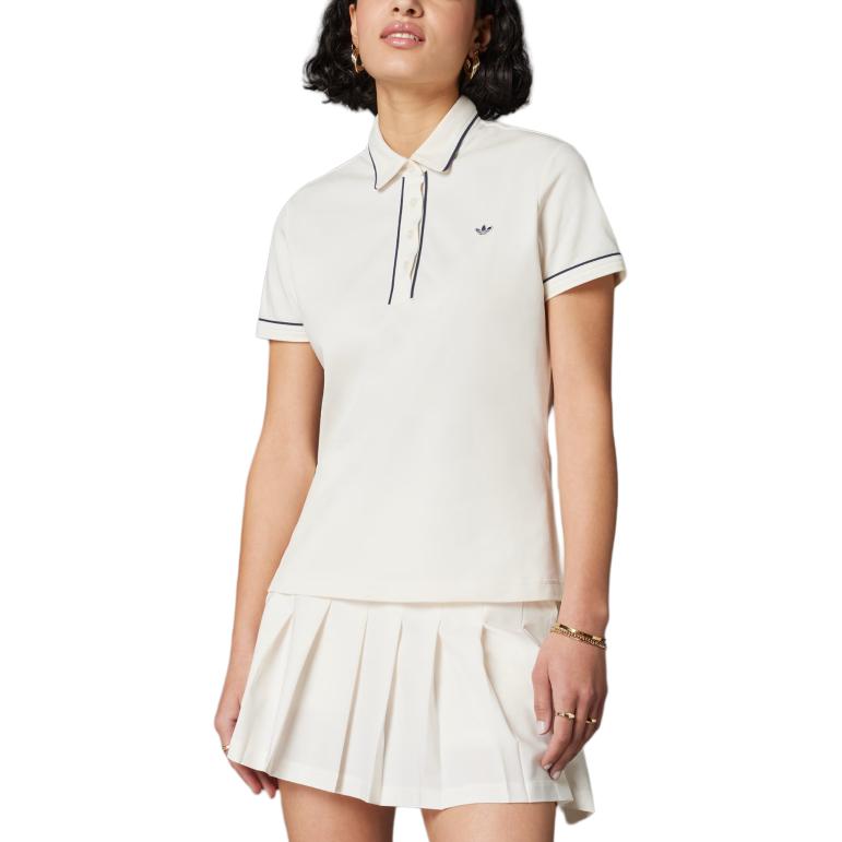 Adidas Originals Twistknit Fashion Soft Comfortable Versatile Short Sleeve Polo Shirt Women Polo Shirts Chalk-White JF4998