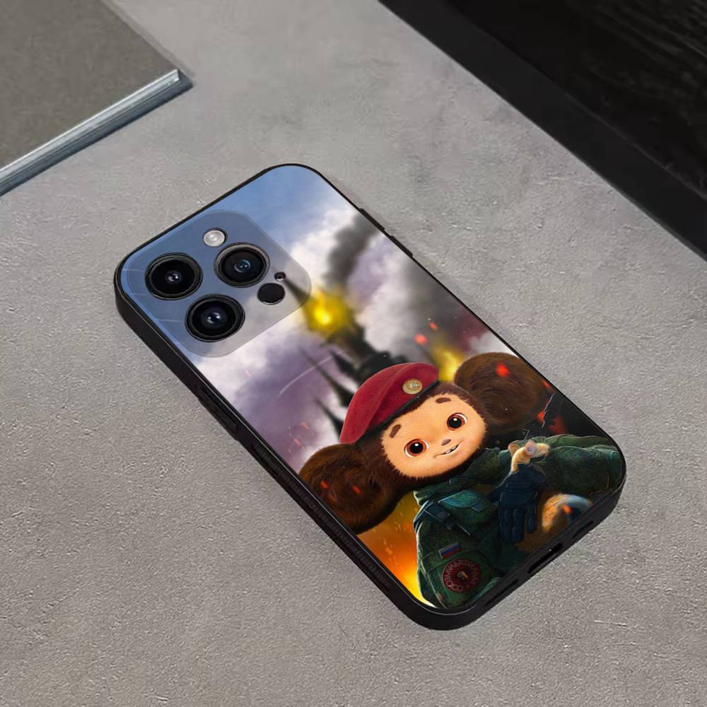 Cartoon C- Cheburashka-es Phone Case For iPhone 16,15,14,13,12,11 Plus,Pro Max,XS,X,XR,SE,Mini,8,7,Soft Silicone Black Cover