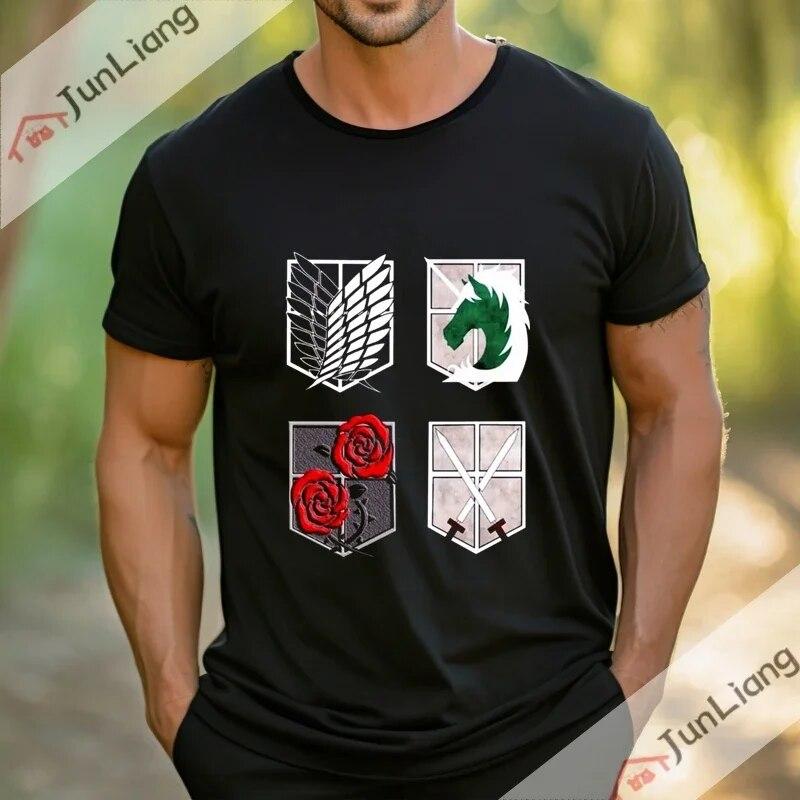 Tops Attack On Titan Y2k Graphic Printing Anime Japanese Unisex Clothing Cartoon T-shirt Short Sleeve Tee Streetwear Shirts Tees
