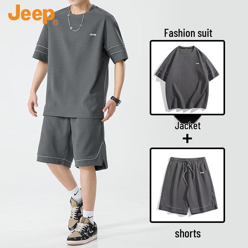 JEEP Men s Casual Two-Piece T-Shirt & Shorts Set 3XL