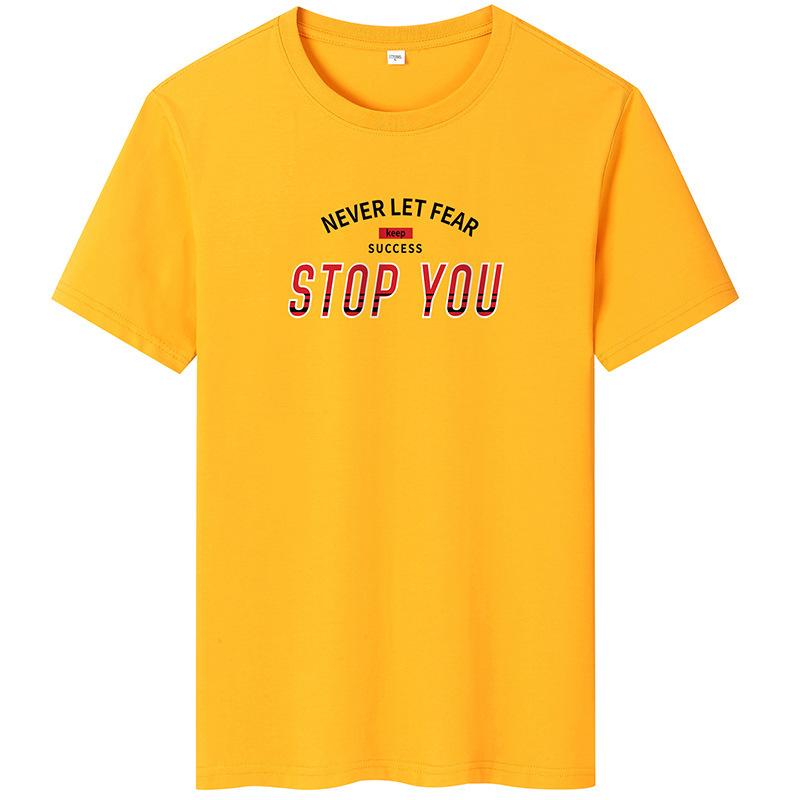 

Мужская футболка с короткими рукавами Never Fear, повседневная хлопковая футболка с круглым вырезом, большой размер 5XL жёлтый