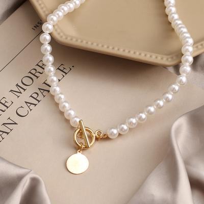 Retro Baroque Pearl Necklace Female Retro Geometric Necklace Punk Wild Necklace Jewelry ARI