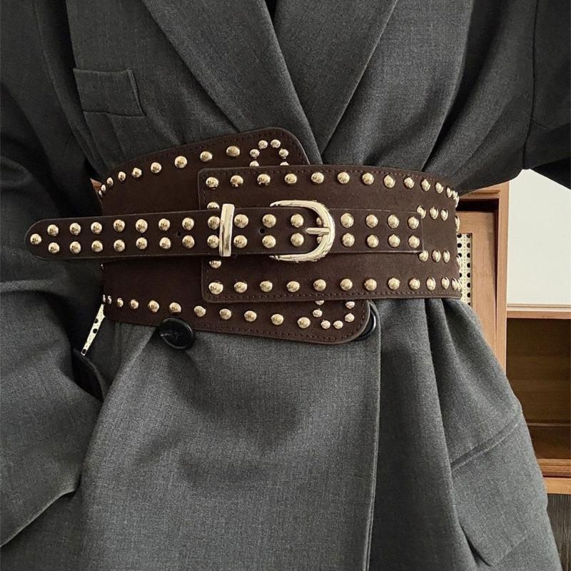 Stylish Rivet Waist Belt Adjustable PU Leather Corset For Women And Men Contemporary Waist Cincher Fashion Accessory