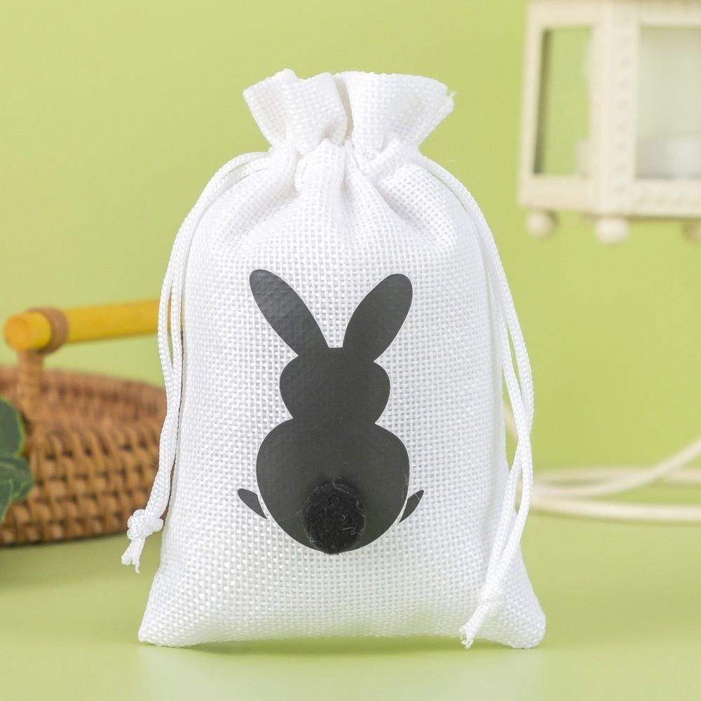 10PCS Bunny Pattern Easter Candy Bags Reusable Eco-Friendly Rabbit Candy Bags Festival Decorative Gift Packaging Bags