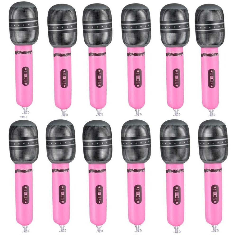 Concert Themed Party Role Play Stage Blow Up Inflatable Microphones Photo Props Inflated Toys Pink-25cm