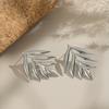 Stainless Steel Creative Leaves Dangle Earrings for Women Lady Temperament Waterproof Stud Earrings Holiday Jewelry Accessories