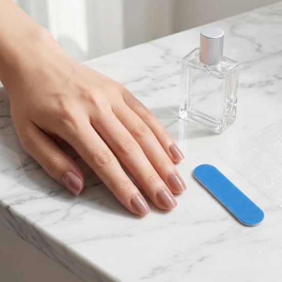 1 Set Square Press on Nails Reusable French Tip Stick-on Fake Nails Removable Full Cover Glue on False Nails for Women