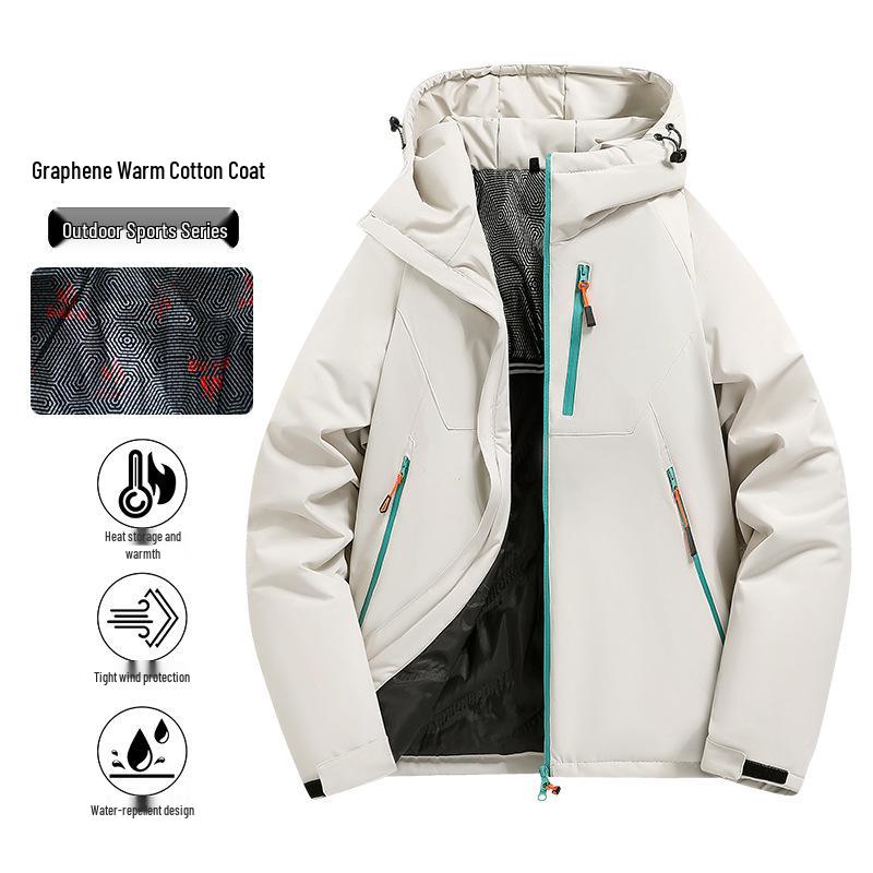2025 Graphene-Infused Warm Cotton Jacket - Casual, Loose, Windproof, Outdoor Skiing Apparel for Couples
