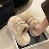 7 cm niche design thick-soled fluffy slippers for women to wear 2025 autumn and winter new bag head plush cotton shoes