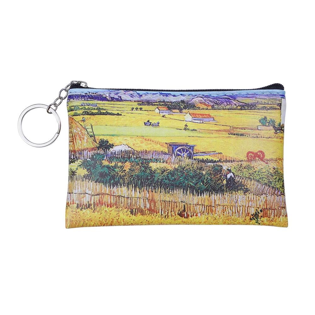 Vintage Oil Painting Canvas Cosmetic Bag Van Gogh Art Sunflower Star Moon Night Makeup Pouch Bag Women Travel Coin Purse Wallets