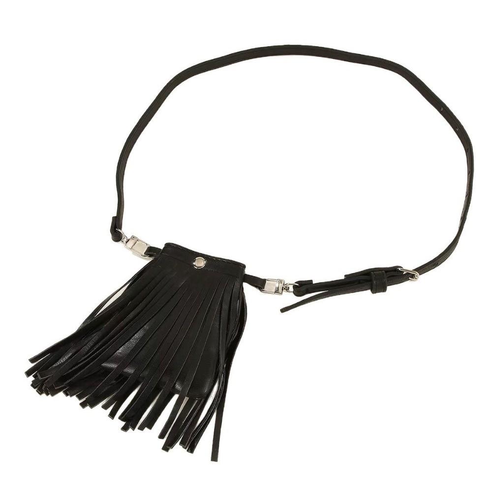 PU Leather Waistband with Bag Zinc Zinc Alloy Pocket Belts Waist Bag Tassel Belt  Streetwear