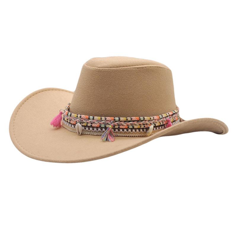 European, American and British Style Retro Big-brimmed Top Hat, Western Style Fringed Decorative Jazz Cowboy Hat, Fashionable Women's Hat
