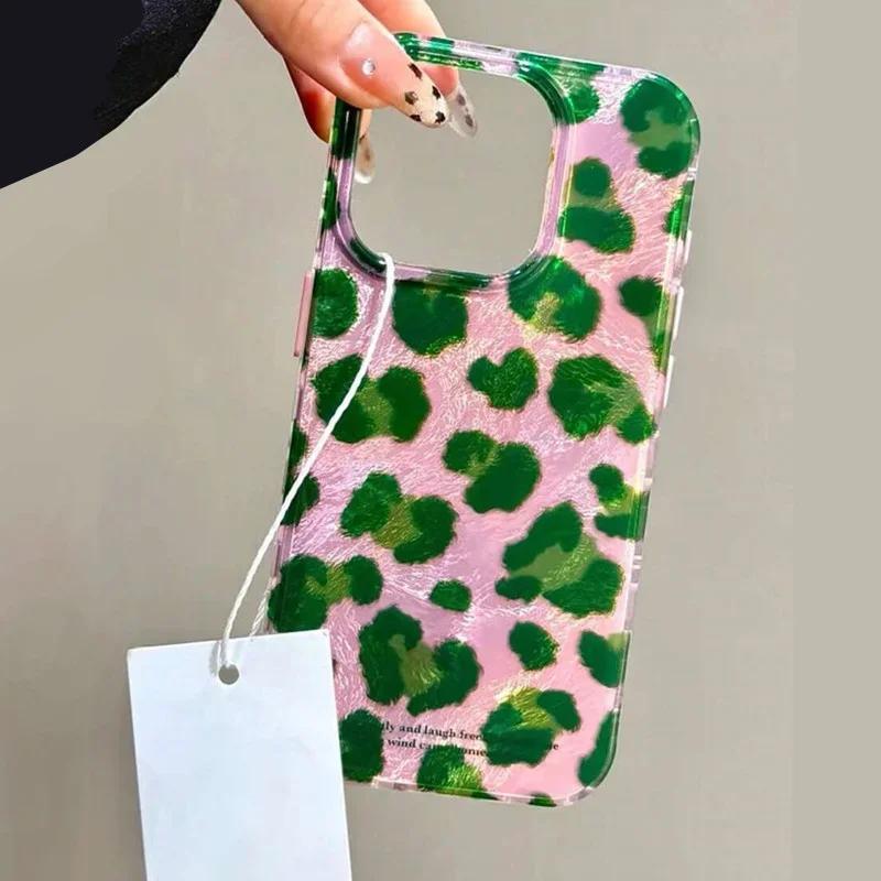 Phone Case For iPhone 17 16 15 14 13 11 12 Pro Max Air XS 16E Plus SE2 Korean Cute Leopard Print Gradient Patern Lovely Cover