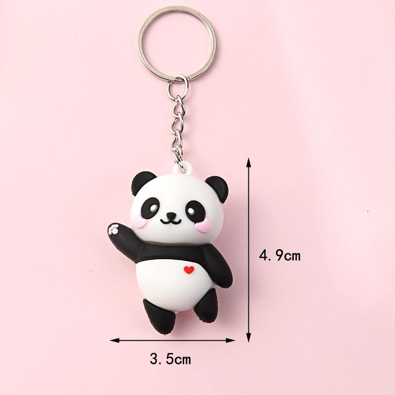 New Cute Cartoon Couple Panda Pendant Car Bag Key Chains for Women Jewelry Gift Bag Charm