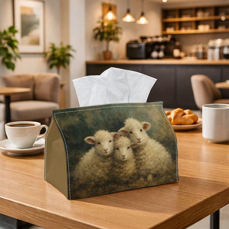 1pc Rustic Vintage Animal Tissue Box, Sheep Portrait Warm Textured Perfect for Outdoor Gatherings, Daily Desktop Use, And Suitable for Bedrooms, Livin
