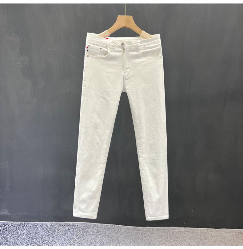 Men's White Slim Straight Nine-Point Summer Jeans - Versatile Business Casual Fashion