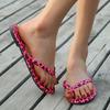 Mode Sexy Pink Leopard Damen Zehensteg-Flip-Flops Sommer Weich Bequem Flach mit Hausschuhen Lässig Rutschfest Leicht Strand-Sandalen