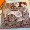 90Cm  Women Scarf Summer Night Forest Twill Silk Scarf Handmade Curled Square Scarves Hijab Ladies Foulard Headband Bandana