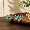 Popular Hand-painted Environmentally Friendly Alloy Stud Earrings with Diamonds, Love Commuting Versatile Light Luxury Women's Earrings