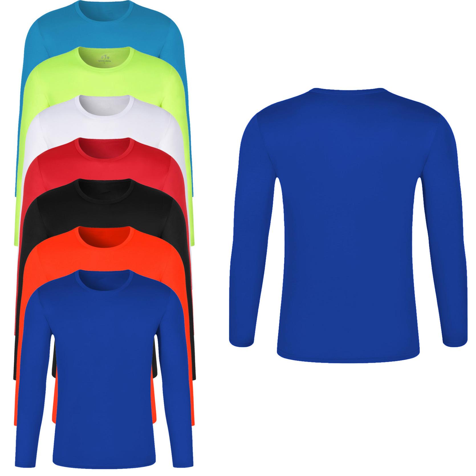 

Мужская быстросохнущая дышащая футболка, повседневные однотонные спортивные топы с круглым вырезом и длинными рукавами для тренировок, фитнеса, бега