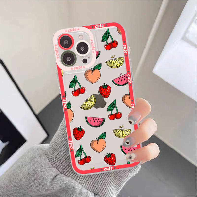Lovely Cherry Strawberry Phone Case for iPhone 11 12 13 Mini Pro Max 14 Pro Max Case shell
