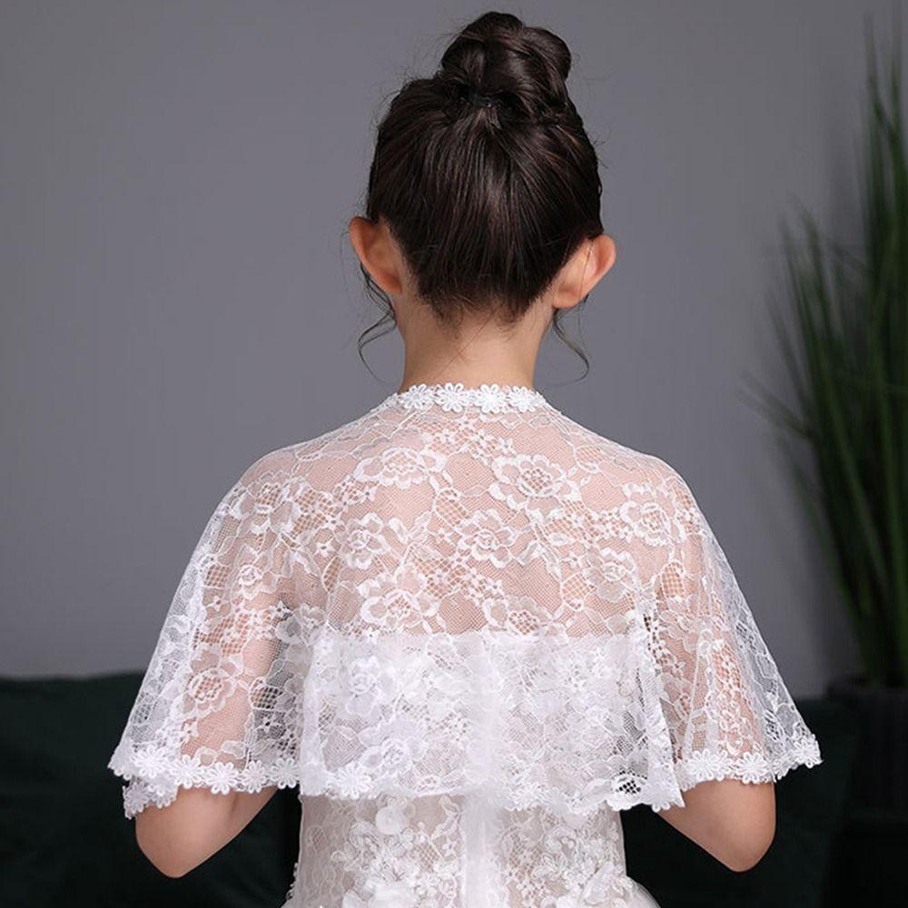 Short Kids Shawls Tulle Mesh Wraps Fashion Lace Cape Cover  Children Girls