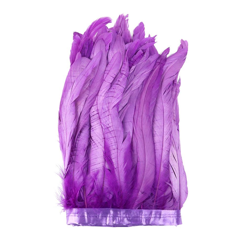 2M Cock Tail Feather Cloth Edge Decoration 25-30Cm 10-12 Inch Chicken Feather Ribbon Wedding Party Decoration Dress